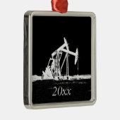 Dated Dual Oil Well Pumping Unit Metalen Ornament (Rechts)