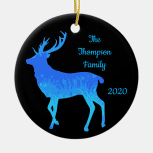 Dated Family Custom Kerstdeer Stag Elk Animal Keramisch Ornament