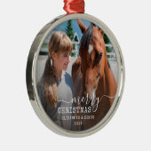 Dated Horse Photo Personalized Round Lijst Metalen Ornament (Rechts)