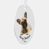 Dated KerstFrench Bulldog Dog Pet Metalen Ornament (Voorkant Rechts)