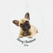 Dated KerstFrench Bulldog Dog Pet Metalen Ornament (Achterkant)