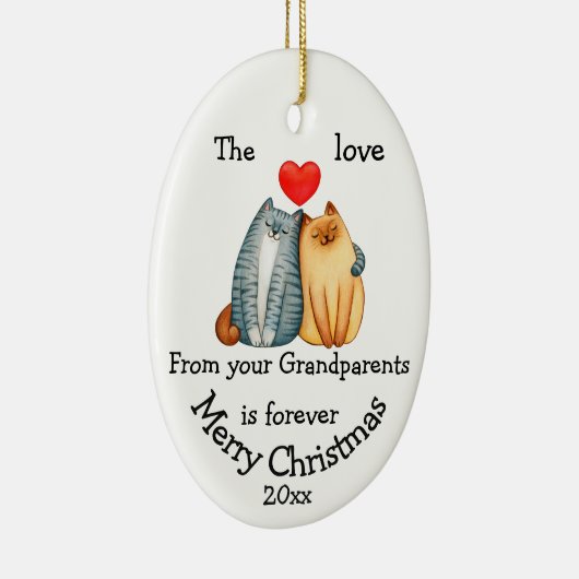 Dated kerstkat Love van grootouders citaat Keramisch Ornament (Rechts)