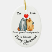 Dated kerstkat Love van grootouders citaat Keramisch Ornament (Achterkant)