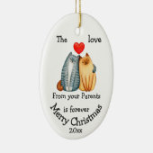 Dated Kerstkat Love van Ouders Citate Keramisch Ornament (Rechts)