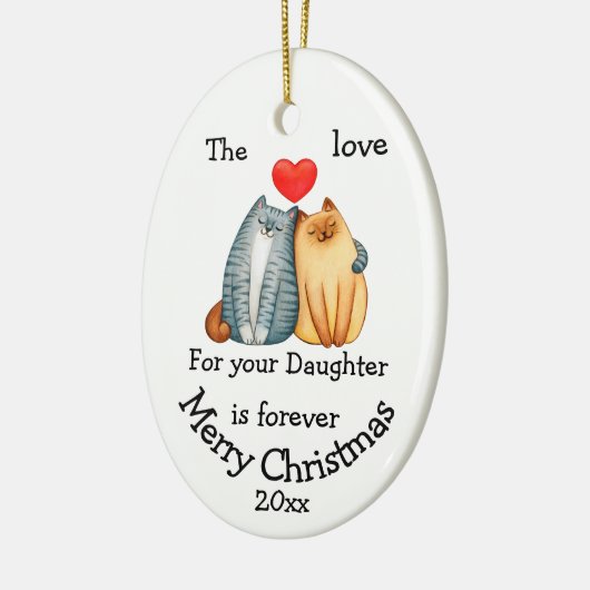 Dated kerstkat Love voor je dochter Quote Keramisch Ornament (Links)
