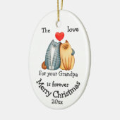 Dated Kerstkat Love voor je opa Quote Keramisch Ornament (Links)