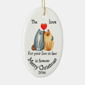 Dated Kerstkat Love your Son-in-law quote Keramisch Ornament (Rechts)