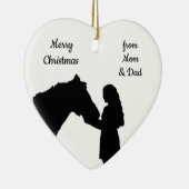 Dated Kerstmeisje en haar paardenliefde Silhouette Keramisch Ornament (Rechts)
