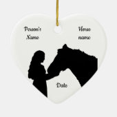 Dated Kerstmeisje en haar paardenliefde Silhouette Keramisch Ornament (Achterkant)