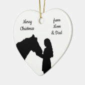Dated Kerstmeisje en haar paardenliefde Silhouette Keramisch Ornament (Links)