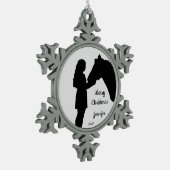 Dated Kerstmeisje en haar paardenliefde Silhouette Tin Sneeuwvlok Ornament (Links)