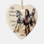 Dated Kerstmeisje & her Horse Love Silhouette C Keramisch Ornament (Rechts)