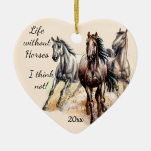 Dated Kerstmeisje & her Horse Love Silhouette C Keramisch Ornament