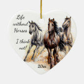 Dated Kerstmeisje & her Horse Love Silhouette C Keramisch Ornament (Achterkant)