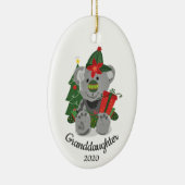 Dated Kerstmis Custom Teddy Bear Cute Speelgoed An Keramisch Ornament (Rechts)