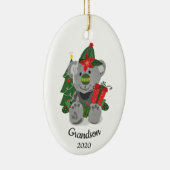 Dated Kerstmis Custom Teddy Bear Cute Speelgoed An Keramisch Ornament (Rechts)