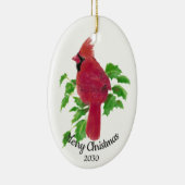 Dated Kerstmis Custom Waterverf Cardinaal Bird Keramisch Ornament (Rechts)