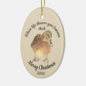 Dated Kerstmis Custom Waterverf Duck Quote Ceram Keramisch Ornament (Links)