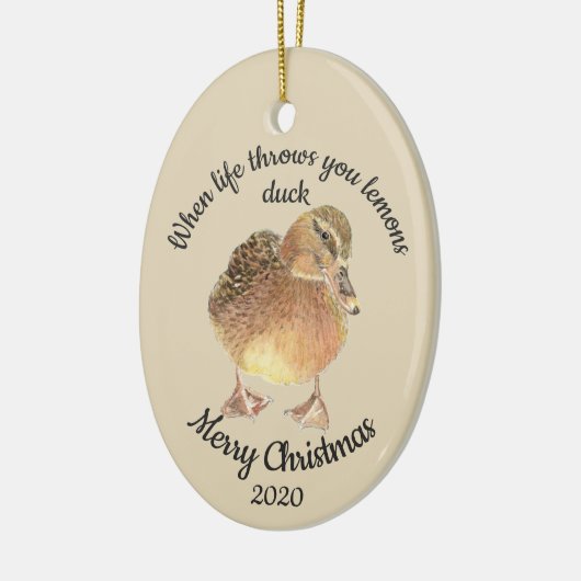 Dated Kerstmis Custom Waterverf Duck Quote Ceram Keramisch Ornament (Links)
