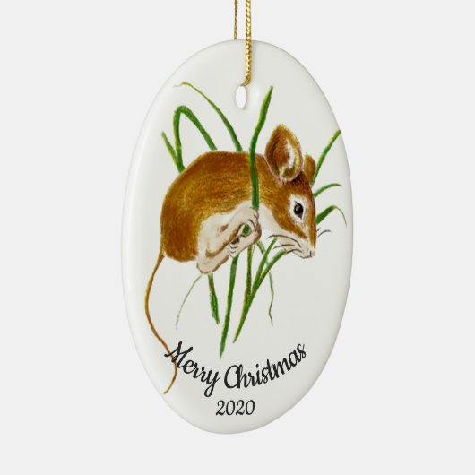 Dated Kerstmis Custom Waterverf Mouse Animal Keramisch Ornament (Rechts)
