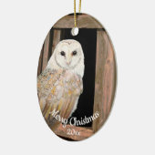 Dated Kerstmis Waterverf Barn Owl Bird Keramisch Ornament (Links)