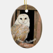 Dated Kerstmis Waterverf Barn Owl Bird Keramisch Ornament (Achterkant)