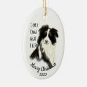 Dated Kerstmis Waterverf Border Collie Dog Quote Keramisch Ornament (Rechts)