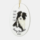 Dated Kerstmis Waterverf Border Collie Dog Quote Keramisch Ornament (Links)