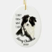 Dated Kerstmis Waterverf Border Collie Dog Quote Keramisch Ornament (Achterkant)