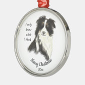 Dated Kerstmis Waterverf Border Collie Dog Quote Metalen Ornament (Links)