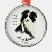 Dated Kerstmis Waterverf Border Collie Dog Quote Metalen Ornament (Voorkant)