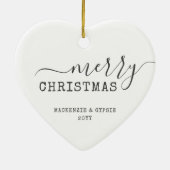 Dated kerstpaard Lover Aangepast fotohart Keramisch Ornament (Achterkant)