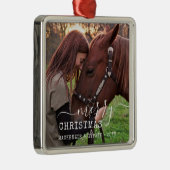 Dated Kerstpaard Rider Personalized Square Metalen Ornament (Rechts)