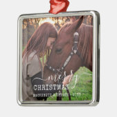 Dated Kerstpaard Rider Personalized Square Metalen Ornament (Links)