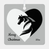 Dated Kerstpaard Silhouette Logo Ceramic Orna Metalen Ornament (Voorkant)