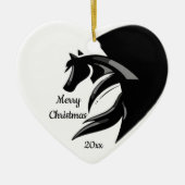 Dated Kerstpaard Silhouette Logo Keramisch Ornament (Voorkant)