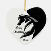 Dated Kerstpaard Silhouette Logo Keramisch Ornament (Achterkant)