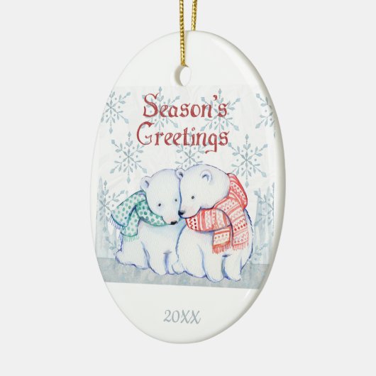 Dated Kerstpoar Beer Spouse Partner Love Keramisch Ornament (Links)