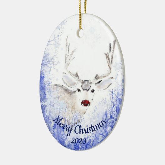 Dated kerstrenrenrenrendier Red-Nosed Animal Fun Keramisch Ornament (Links)