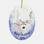 Dated kerstrenrenrenrendier Red-Nosed Animal Fun Keramisch Ornament (Voorkant)