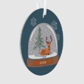 Dated kerstsneeuwWereldbol met Deer, persoonlijk Ornament (voorkant)