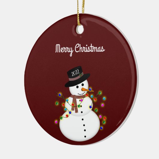 Dated Merry Kerstmis Snowman Persoonlijk Keramisch Ornament (Links)