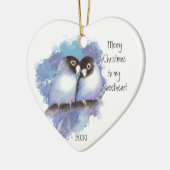 Dated Merry Kerstmis Sweeite Tortelduifjes Keramisch Ornament (Links)