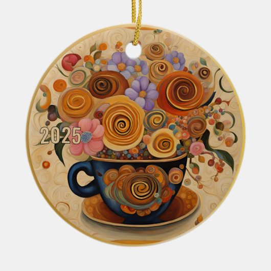 Dated Mooie Moderne Kunst Koffie Cup Ornament (Voorkant)