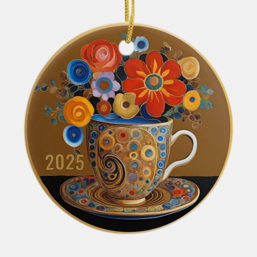 Dated Mooie Moderne Kunst Koffie Cup Ornament (Voorkant)