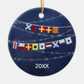 Dated Nautical Merry Kerstmis Signal Flag Keramisch Ornament (Voorkant)
