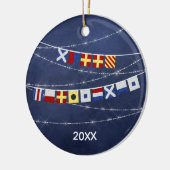 Dated Nautical Merry Kerstmis Signal Flag Keramisch Ornament (Links)