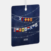 Dated Nautical Merry Kerstmis Signal Flag Metalen Ornament (Voorkant Rechts)