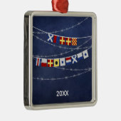 Dated #Nautical Merry #Kerstsignaalvlag Metalen Ornament (Rechts)