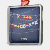 Dated #Nautical Merry #Kerstsignaalvlag Metalen Ornament (Links)